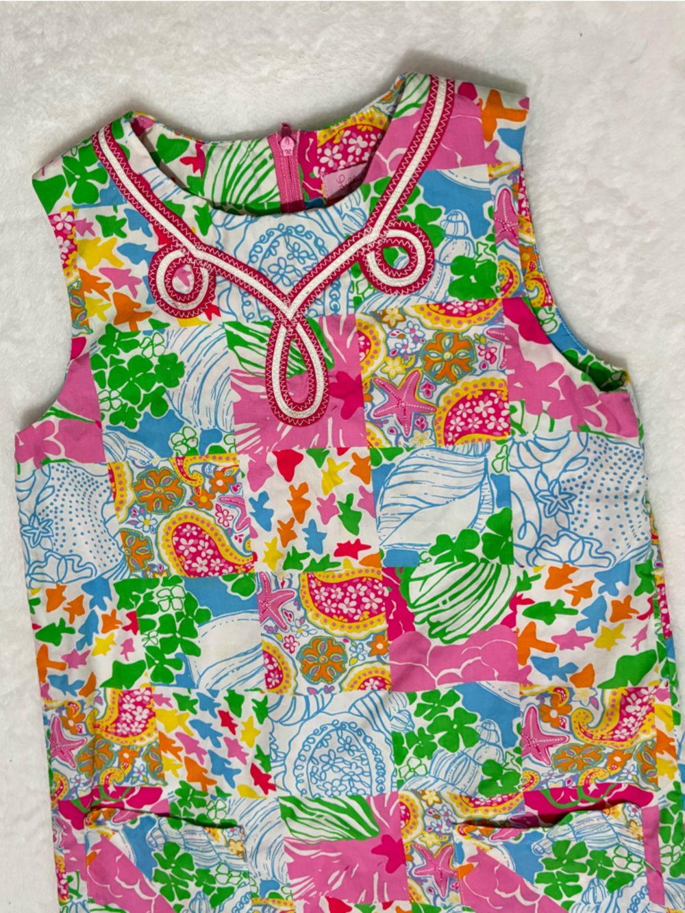 LILLY PULITZER Girls Colorful Patchwork Floral Tank Dress - Picture 3 of 12
